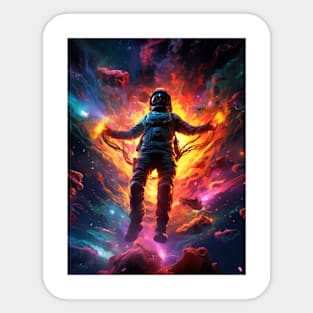 Astronaut  with glowing fire Sticker